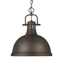 Golden 3602-L RBZ-RBZ - Yep by Golden Lighting Duncan 1-LT 14in Chain Hung Pendant in Rubbed Bronze & Rubbed Bronze shade
