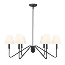 Golden 3690-6 NB-IL - Yep by Golden Lighting Kennedy 6-light Chandelier in Natural Black and Ivory Linen shade