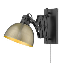 Golden 3824-A1W BLK-AB - Wry Lighting Hawthorn 1-light Swing Arm Wall Lamp in Matte Black and Aged Brass shade