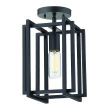 Golden 6070-1SF BLK-BLK - Golden Lighting Tribeca 1-light Semi-Flush Mount in Matte Black