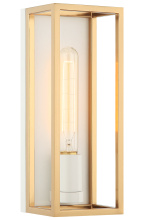 Matteo Lighting S15141WHAG - Shadowbox White + Aged Gold Brass Wall Sconce