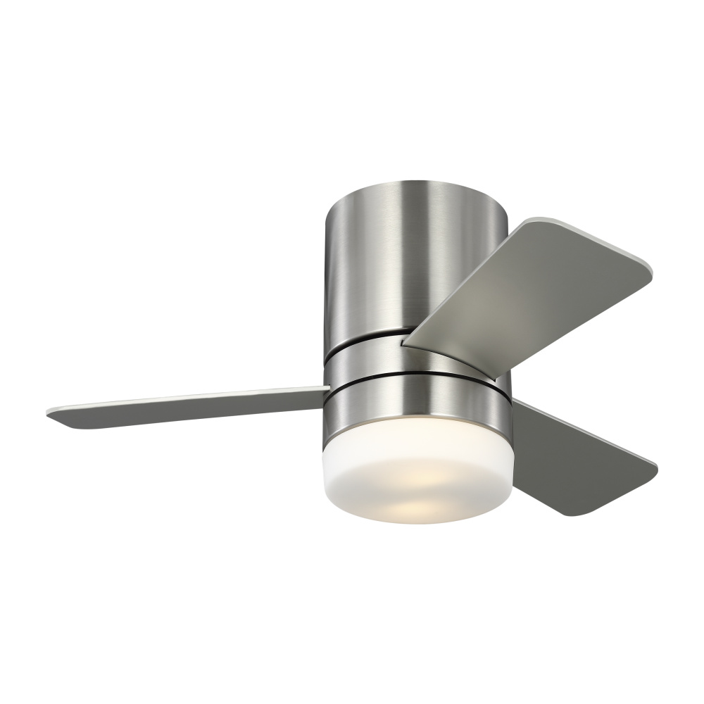 Era 32 Hugger LED Ceiling Fan in Brushed Nickel with Silver / American Walnut Reversible Blades