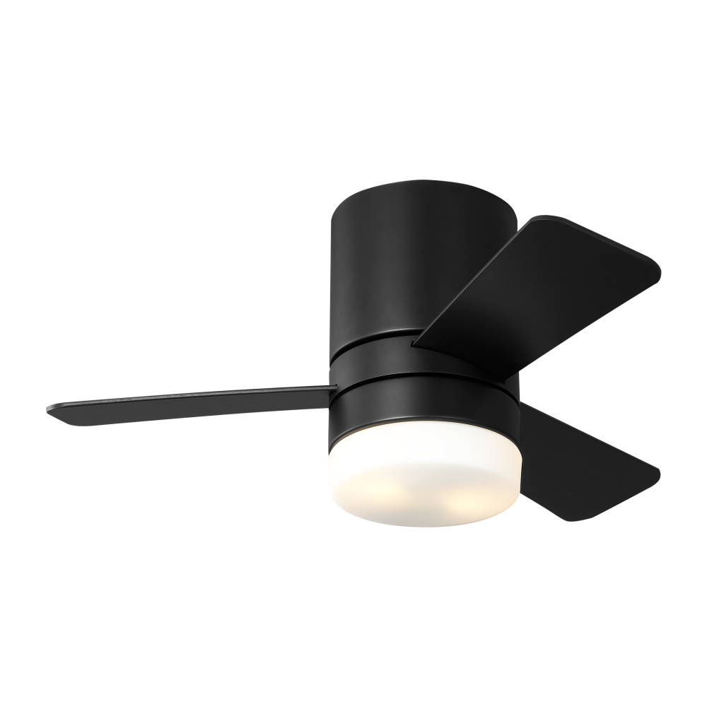 Era 32 Hugger LED Ceiling Fan in Midnight Black with Midnight Black / American Walnut Reversible