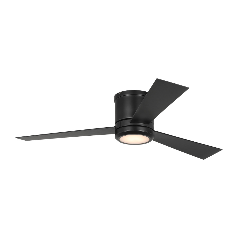 Clarity 52 Hugger LED Ceiling Fan in Midnight Black with Midnight Black Blades and Light Kit