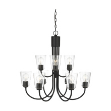 Generation Lighting GLC1169MBK - Miles Nine Light Chandelier