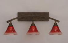 Toltec Company 173-BRZ-756 - Three Light Bronze Raspberry Crystal Glass Vanity