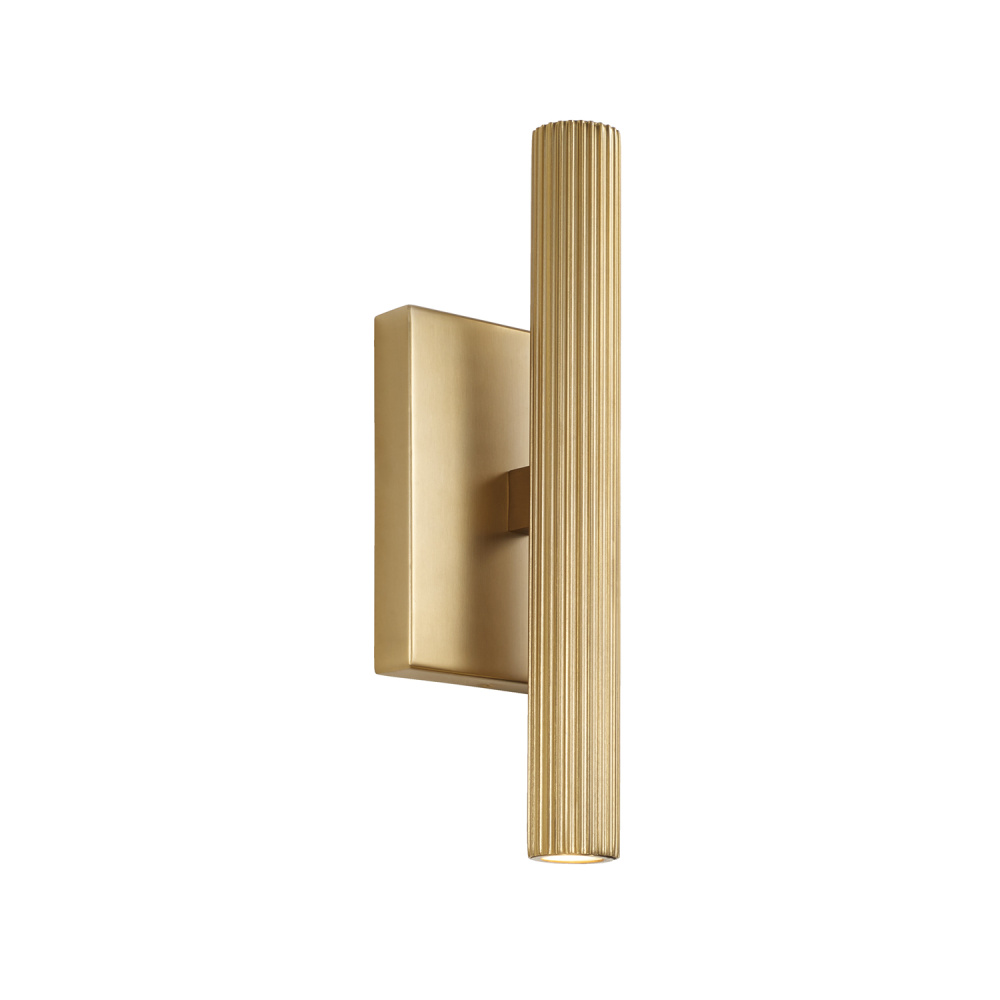 4.5" W x 12" H Integrated LED Dual Sconce in Aged Brass with Fluted Texture