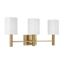 Capital 159531AD-716 - 24.25" W x 11.25" H 3-Light Vanity in Aged Brass with Octagonal White Fabric Shades