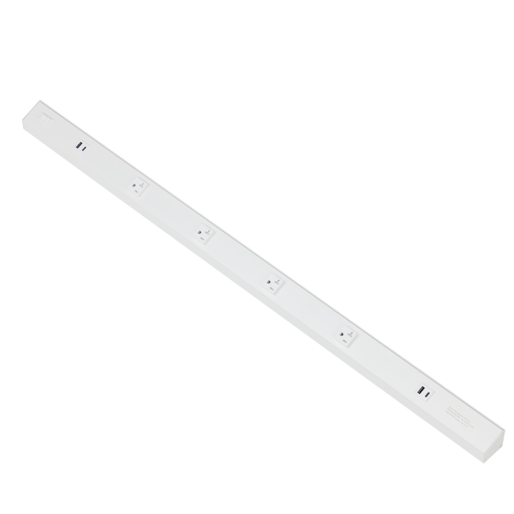 ATOM 40INCH POWER STRIP WHITE FINISH 4 20A TR RECEPTACLES 2 USB 1 RESET SWITCH