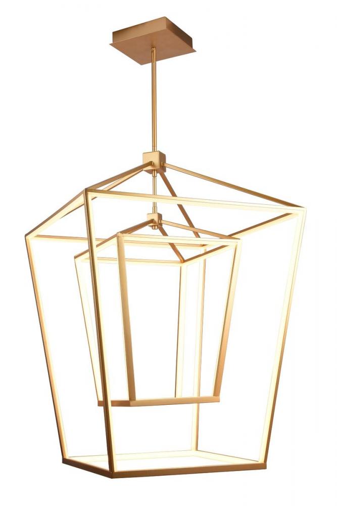 Park Ave. 42" LED Large Double Cage Pendant in Gold