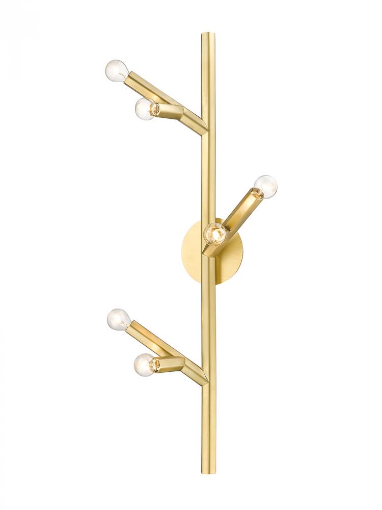 The Oaks Brushed Brass 6 Light Wall Sconce