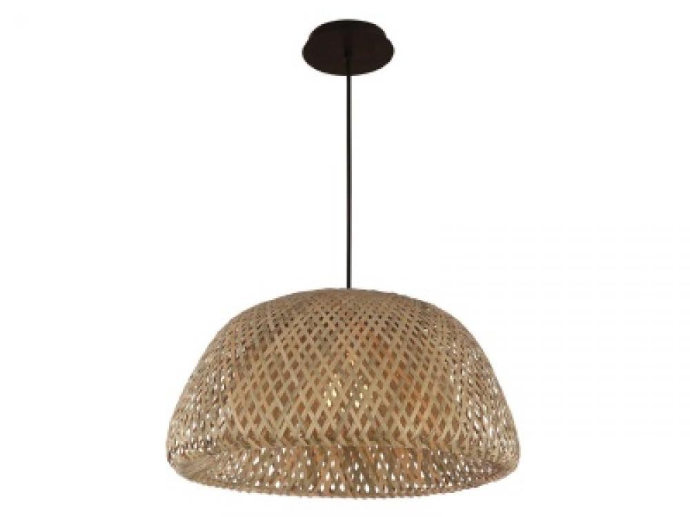 Tulum 1 Light Bamboo Wicker And Black Pendant