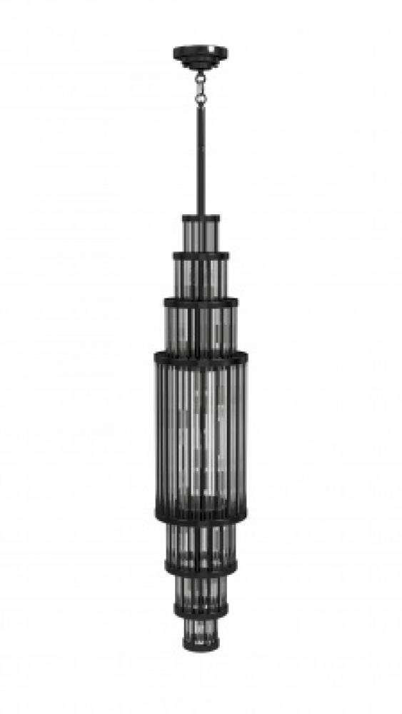 Waldorf 38" Pendant in Polished Gunmetal with Glass Rod Accents