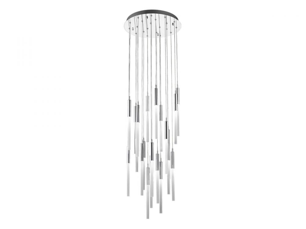 Main Street  21 Light Frosted Glass Multi Pendant in Polished Nickel