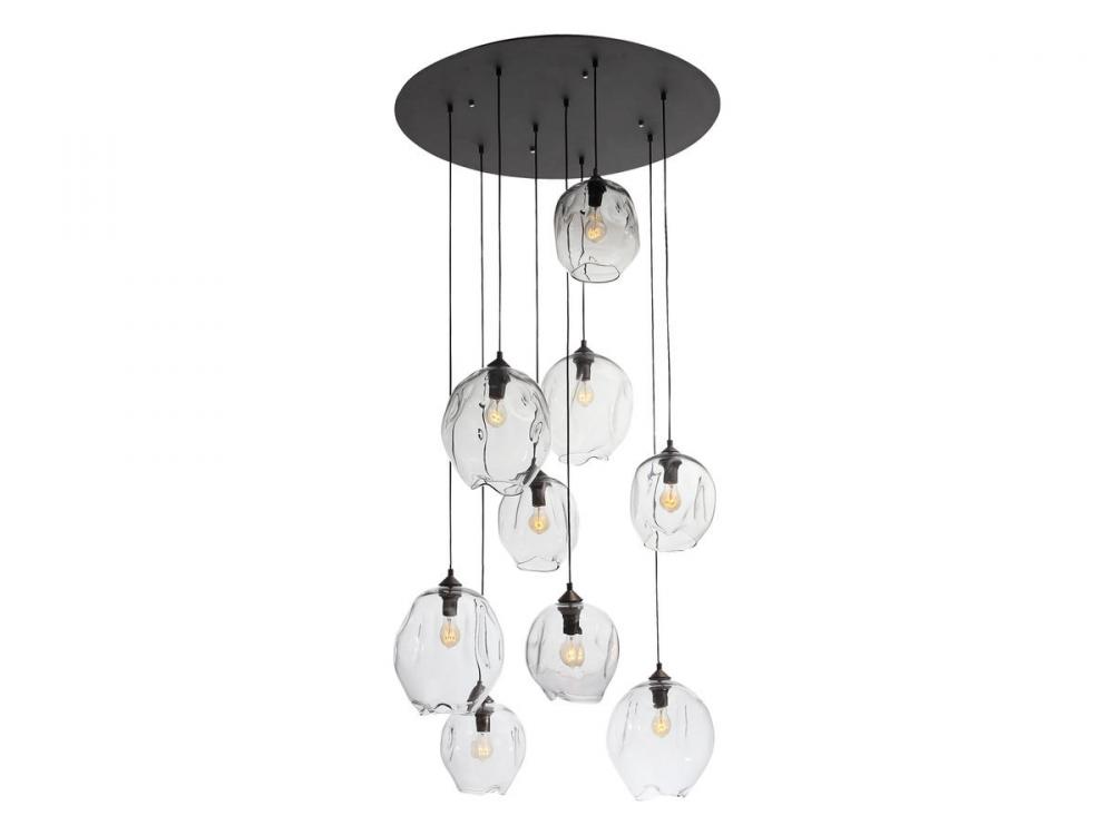 Sonoma Ave. 9 Light Multi Pendant with Clear Glass and Dark Bronze Accents