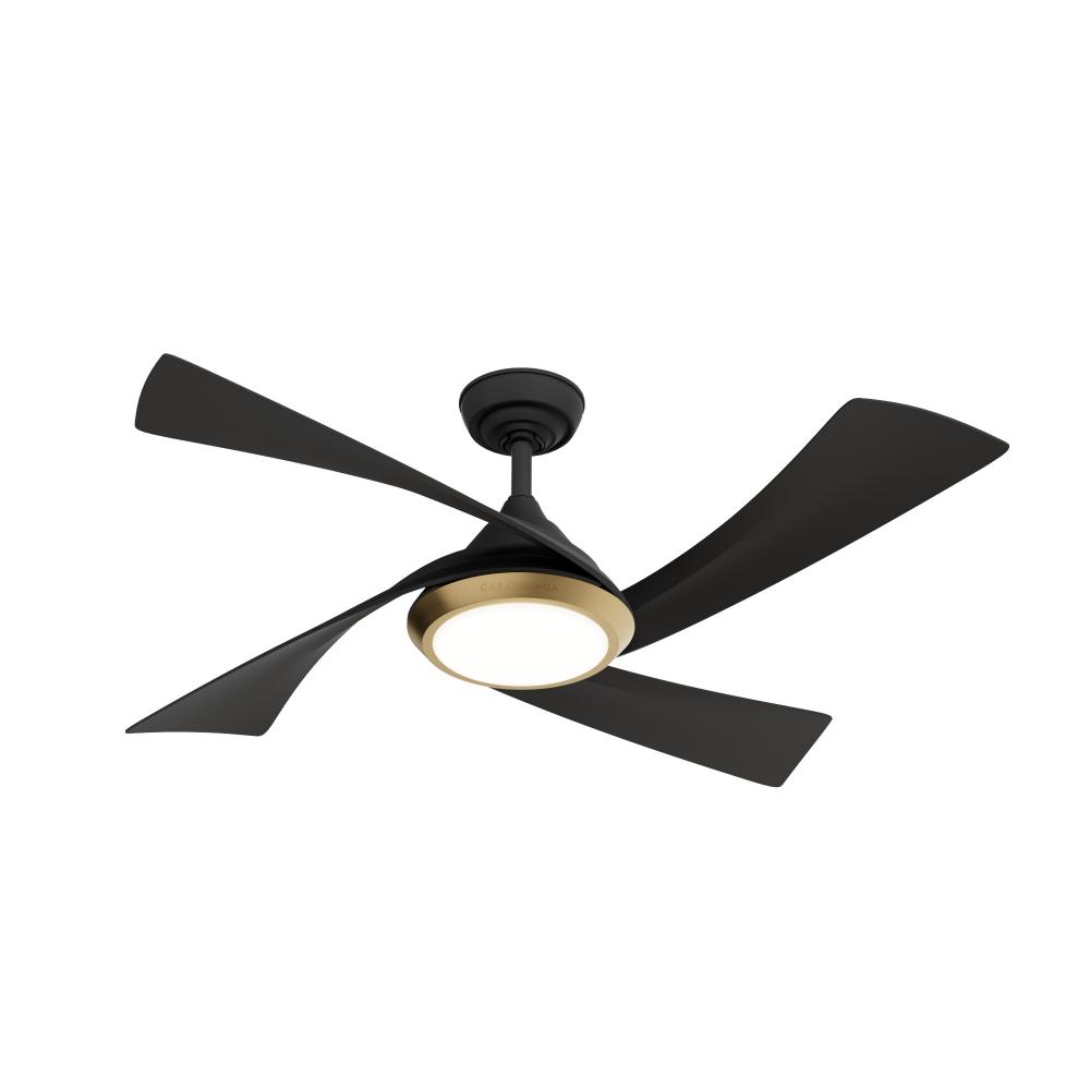 Casablanca 52" Vespucci ENERGY STAR® Matte Bk Damp Rated Ceiling Fan w/ LED Lt Kit & Handheld Re