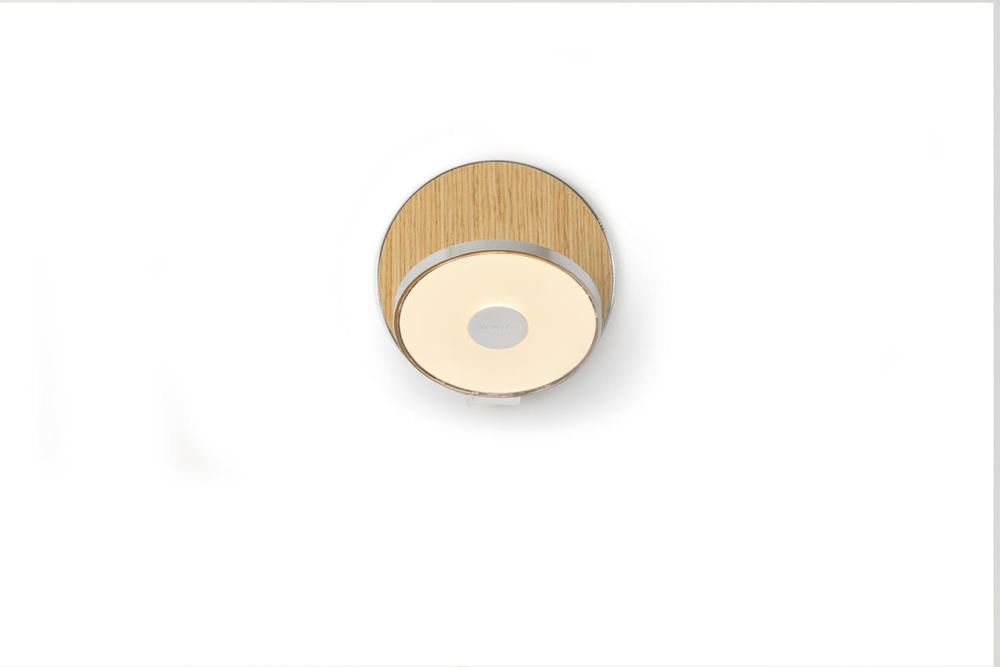 Gravy Wall Sconce - Chrome body, White Oak plates - Plug-in