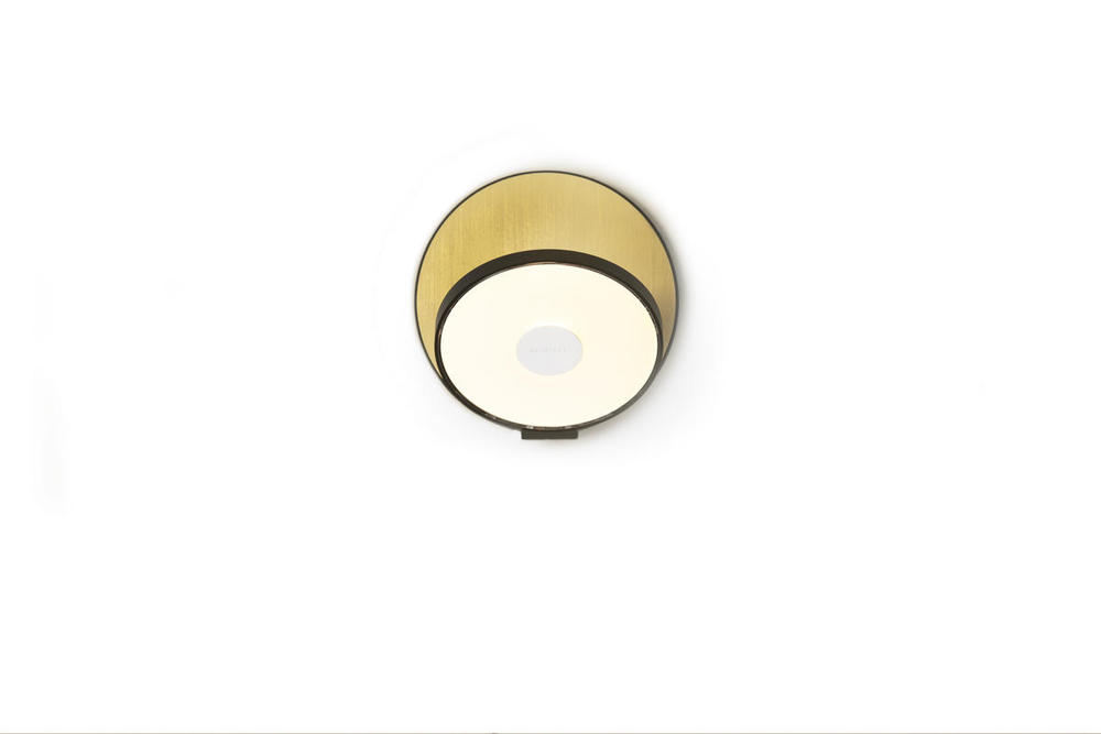 Gravy Wall Sconce - Metallic Black body, Brass plates - Plug-in
