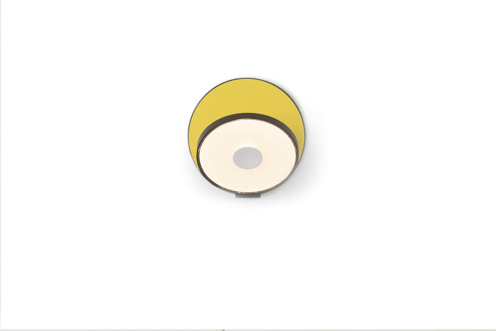 Gravy Wall Sconce - Metallic Black body, Matte Yellow plates - Plug-in