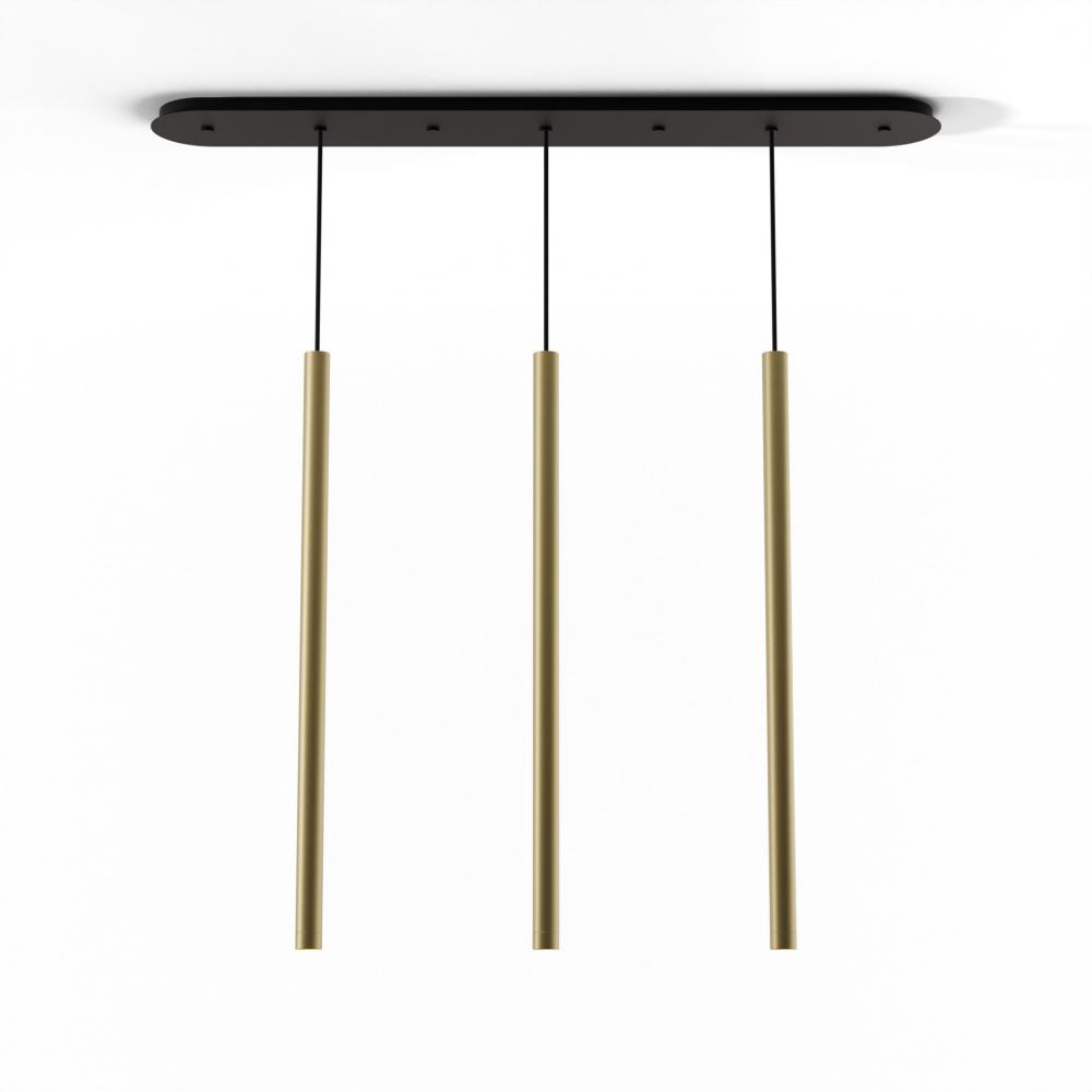 Combi Pendant 36" Linear 3 Combo Brass with Matte Black Canopy, Suspension / Flush Mount 2-in-1