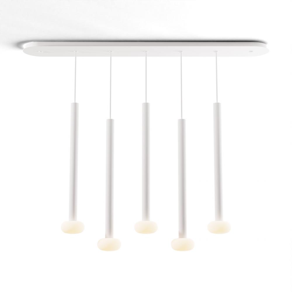 Combi Pendant 24" Linear 5 Combo Matte White with Matte White Canopy