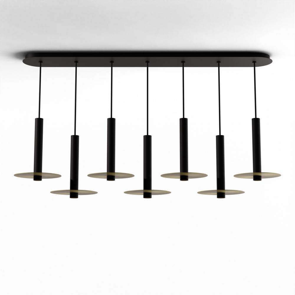 Combi Pendant 12" Linear 7 Combo Matte Black with Matte Black Canopy