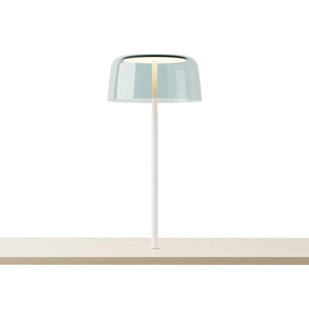 Yurei Co-Working Lamp (Matte White) with 14" Acrylic Shade, Blue