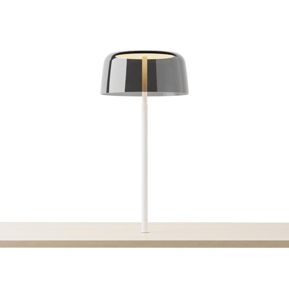 Yurei Co-Working Lamp (Matte White) with 14" Acrylic Shade, Dark Gray