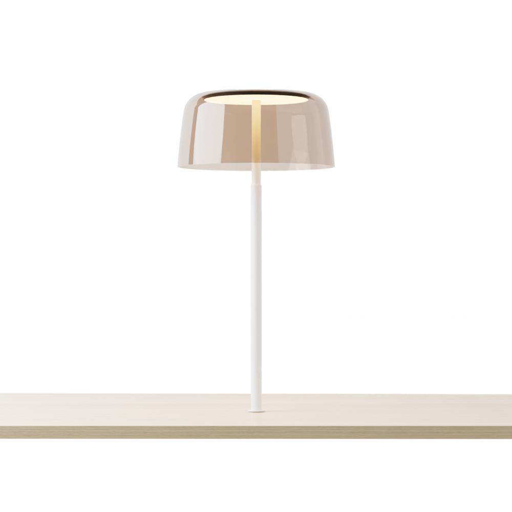 Yurei Co-Working Lamp (Matte White) with 14" Acrylic Shade, Tea