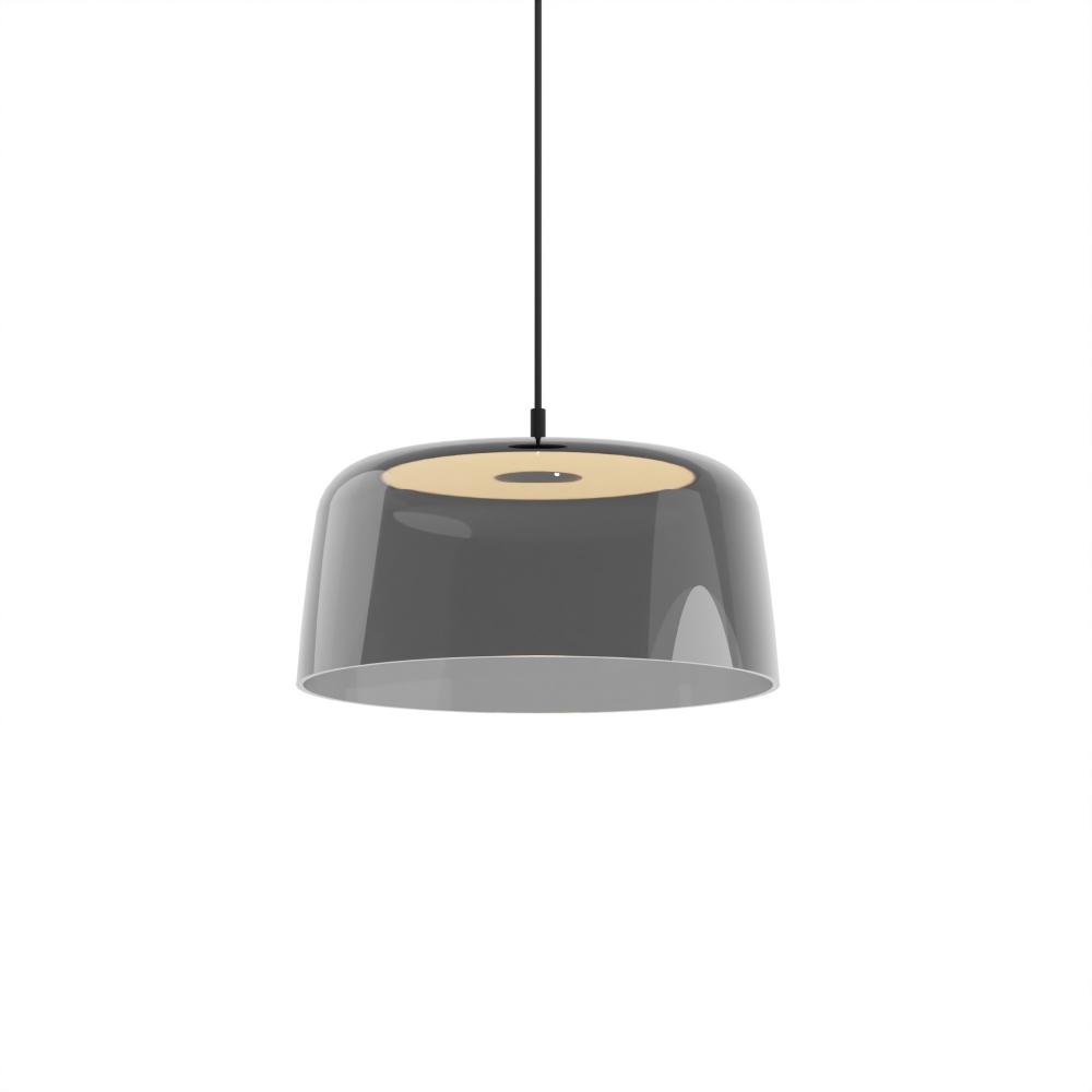 Yurei Single Pendant Lamp (Matte Black) with 14" Acrylic Shade, Dark Gray