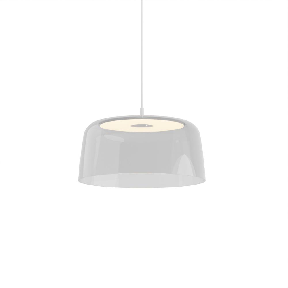 Yurei Single Pendant Lamp (Matte White) with 14" Acrylic Shade, Clear