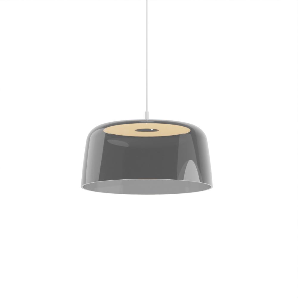 Yurei Single Pendant Lamp (Matte White) with 14" Acrylic Shade, Dark Gray