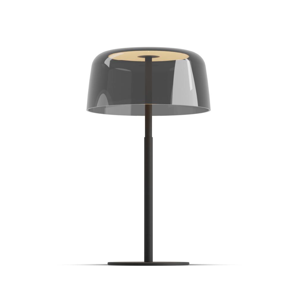 Yurei Table Lamp (Matte Black) with 14" Acrylic Shade, Dark Gray