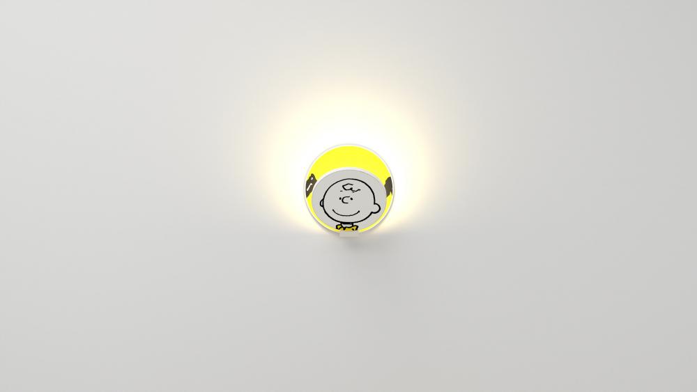 PeanutsÂ® Gravy Wall Sconce - Matte White body, Charlie Brown plates - Plug-in