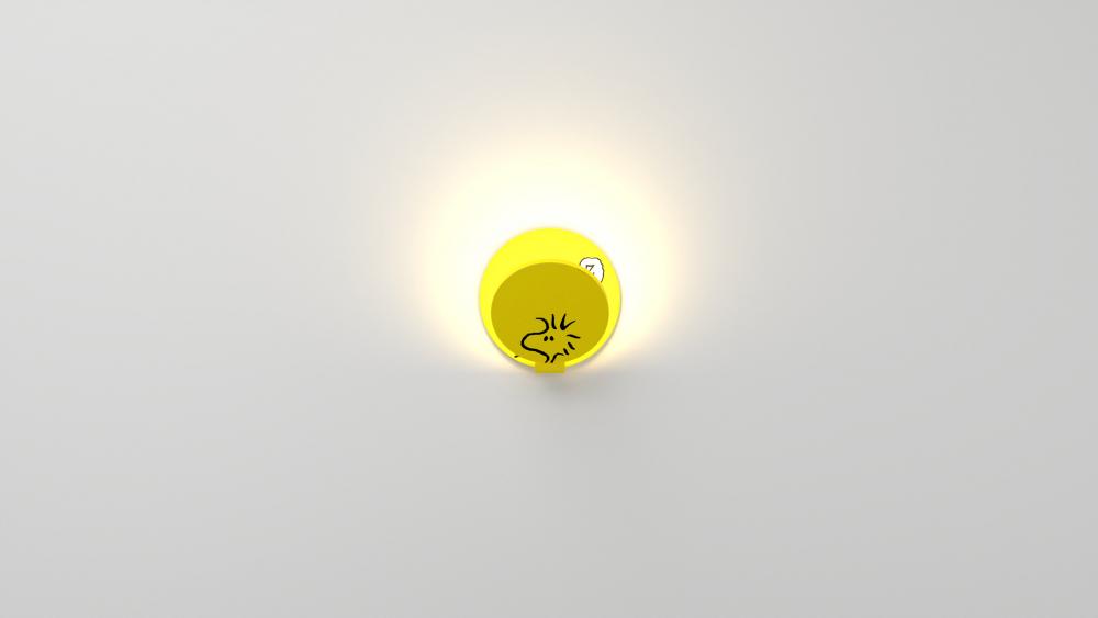 PeanutsÂ® Gravy Wall Sconce - Matte Bright Yellow body, Woodstock plates - Plug-in