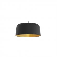 Koncept Inc YUP-S1-SW-MTB+MMBG - Yurei Single Pendant Lamp (Matte Black) with 14" Matel Shade, Matte Black w/ Gold Interior