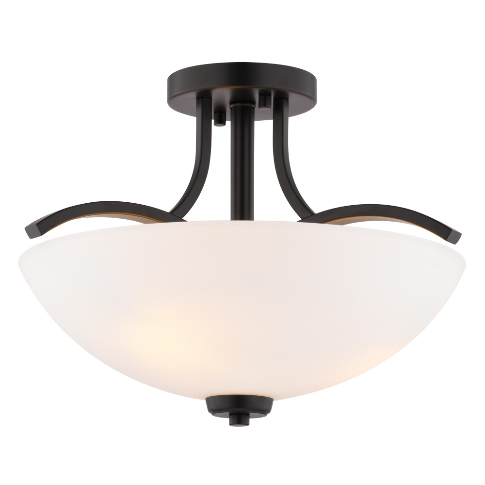 River Grove 14.5-in. W 3 Light Semi-Flush Mount Matte Black