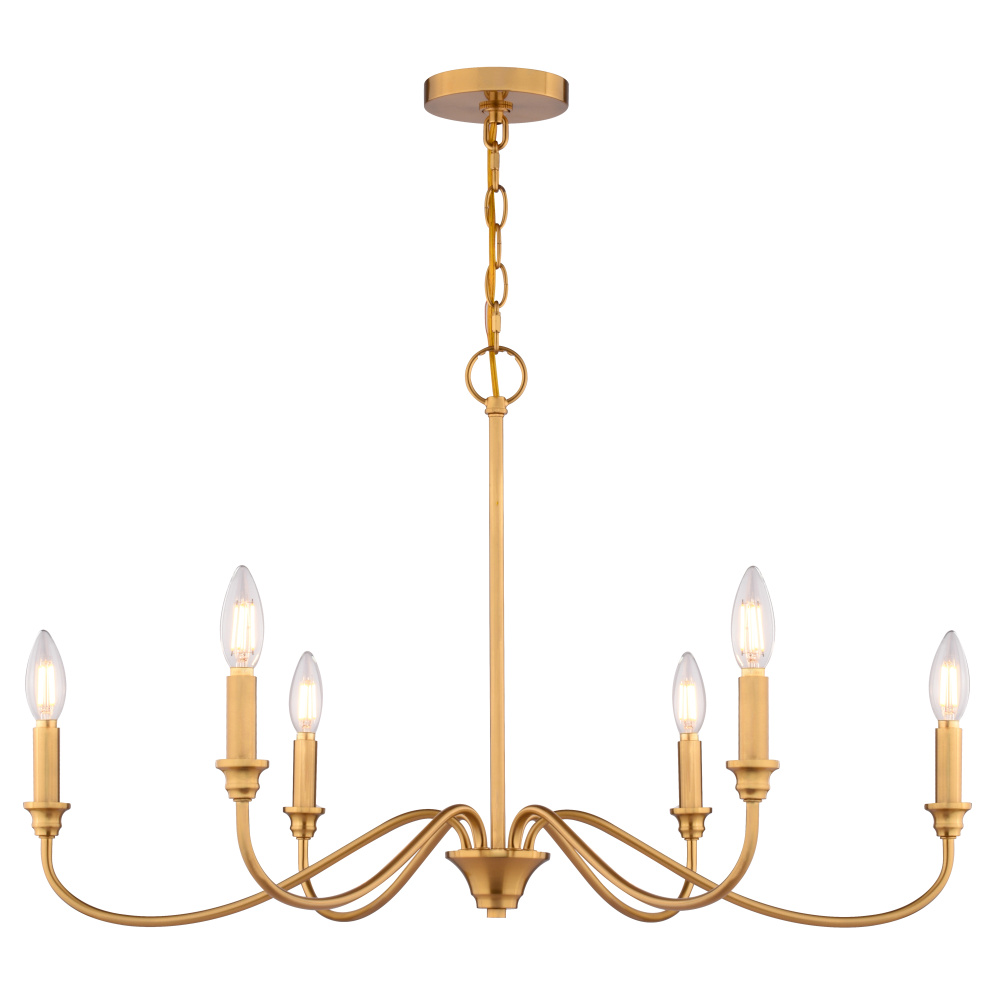 Annabelle 30-in. W 6 Light Chandelier Muted Brass