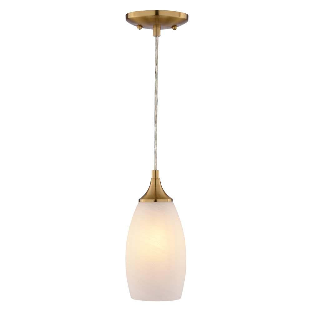 Milano 4.75-in W 1 Light Mini Pendant Alabaster Glass Muted Brass