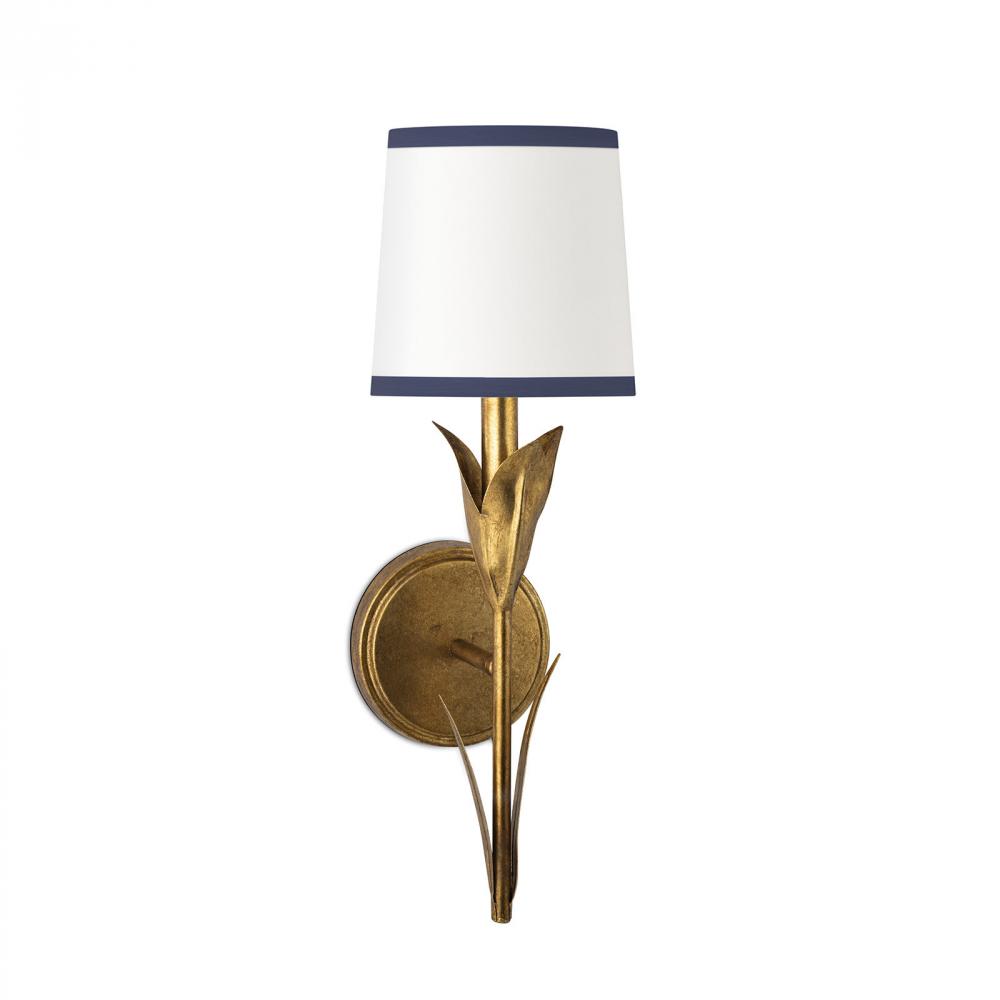 Regina Andrew River Reed Sconce Single (Antique Gold Leaf with Navy Shade)