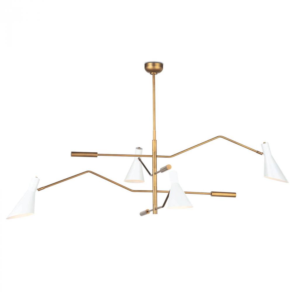 Regina Andrew Spyder Chandelier (White and Natural Brass)