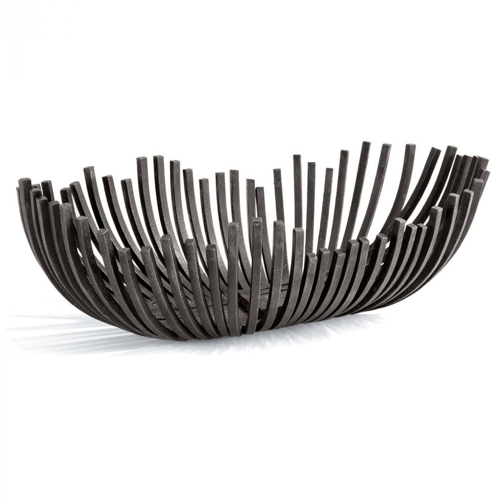 Regina Andrew Webbed Bowl Oblong (Blackened Iron); Dimensions 15.5W x 9H x 29D