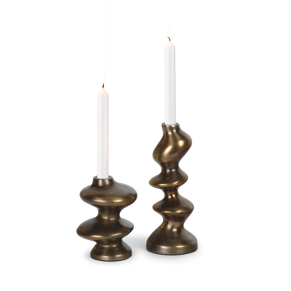 Regina Andrew Blobby Candle Holder Set (Brass); Dimensions 4.5W x 9H x 4.5D