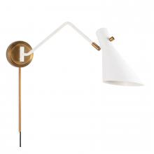 Regina Andrew 15-1182WTNB - Regina Andrew Spyder Single Arm Sconce (White and Natural Brass)