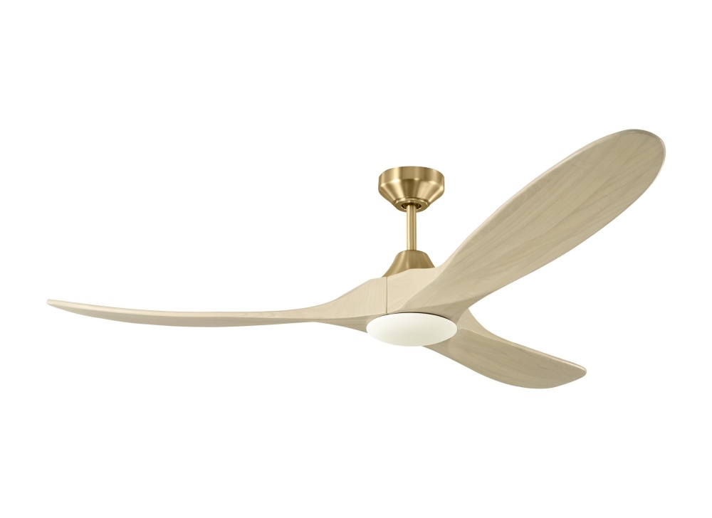 Maverick Smart 60 LED Ceiling Fan in Burnished Brass with Washed White Oak Blades and Light Kit