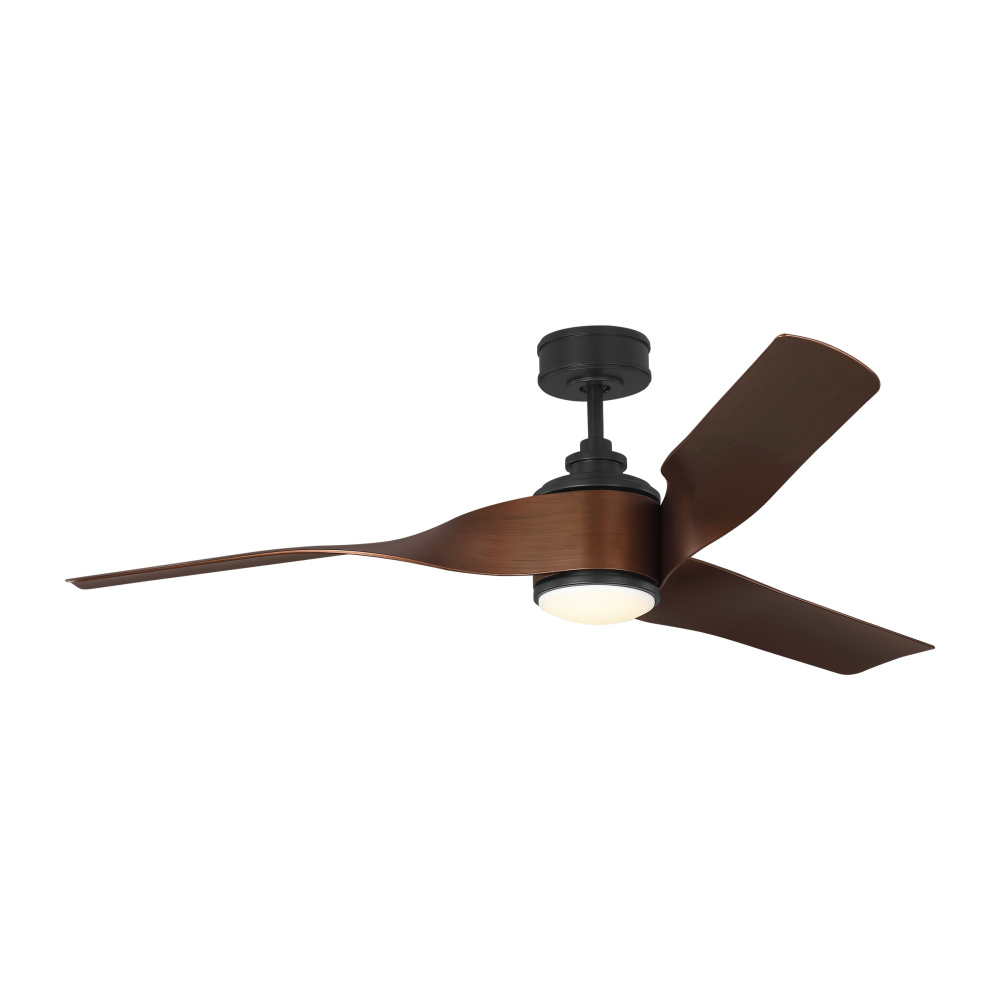 Touro Smart 60 LED Ceiling Fan in Midnight Black with Dark Walnut Blades and Light Kit