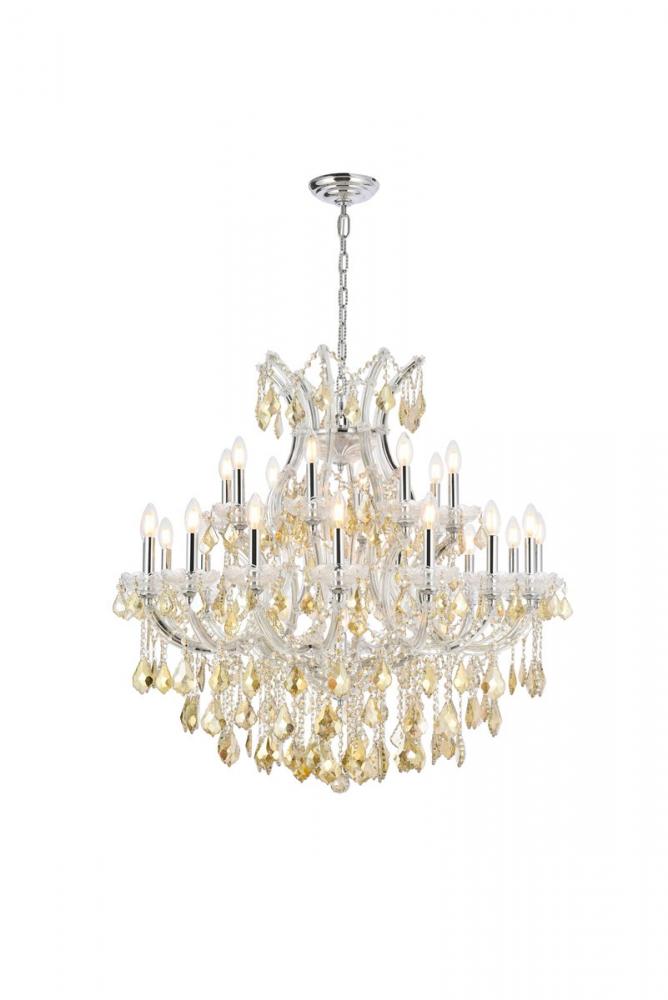Maria Theresa 24 light Chrome Chandelier Golden Teak (Smoky) Royal Cut Crystal