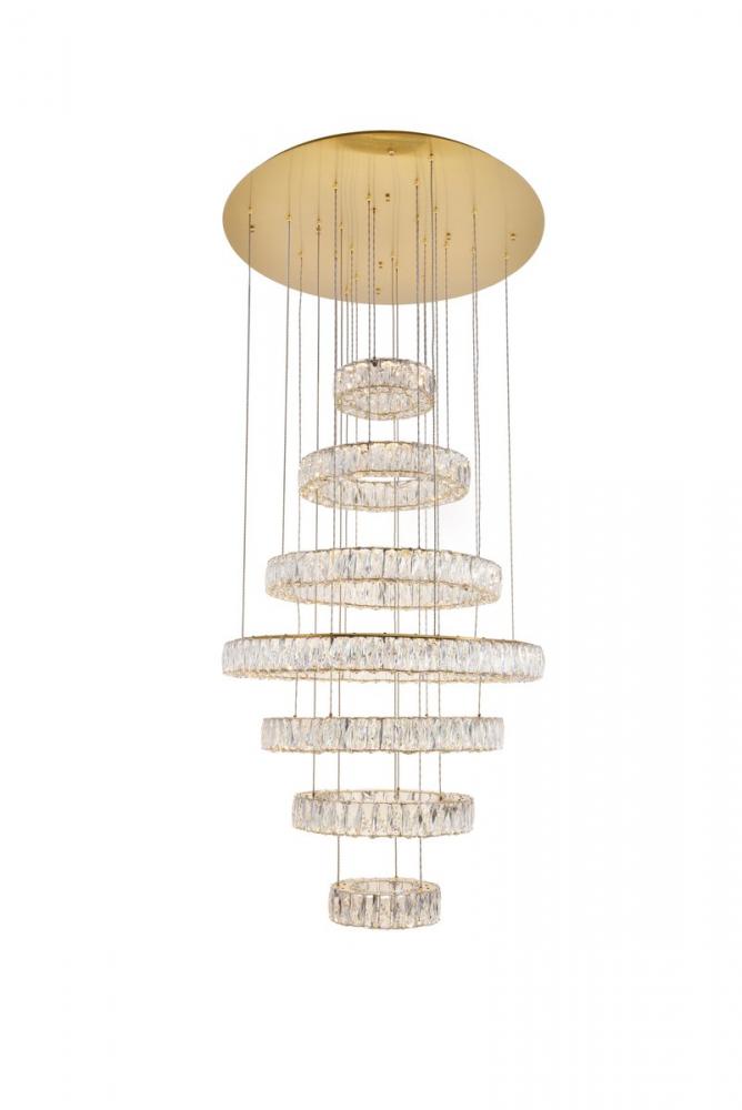 Monroe Integrated LED light Gold Chandelier Clear Royal Cut Crystal