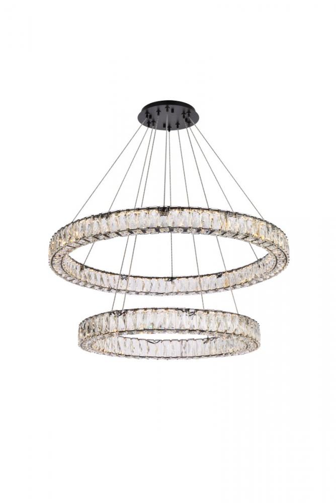 Monroe 36 inch LED double ring chandelier in black