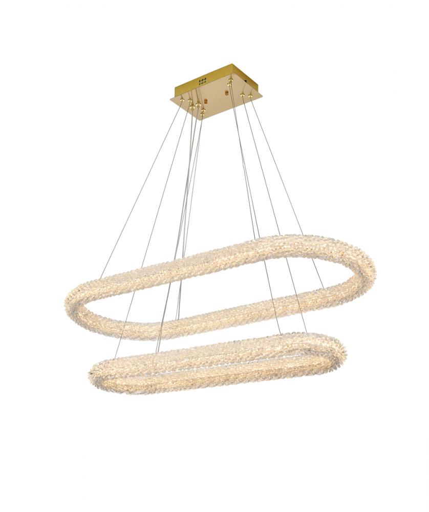 Bowen Hang L41.5"+L33.5" W18" H12" LED 96W DIM 3CCT  Satin Gold